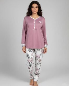 Γυναικεία Πυτζάμα Βαμβακερή σε Ροζ