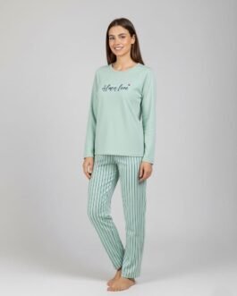 Γυναικεία Πυτζάμα Βαμβακερή σε Πράσινο