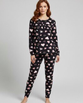 Γυναικεία Πυτζάμα Βαμβακερή με Καρδιές